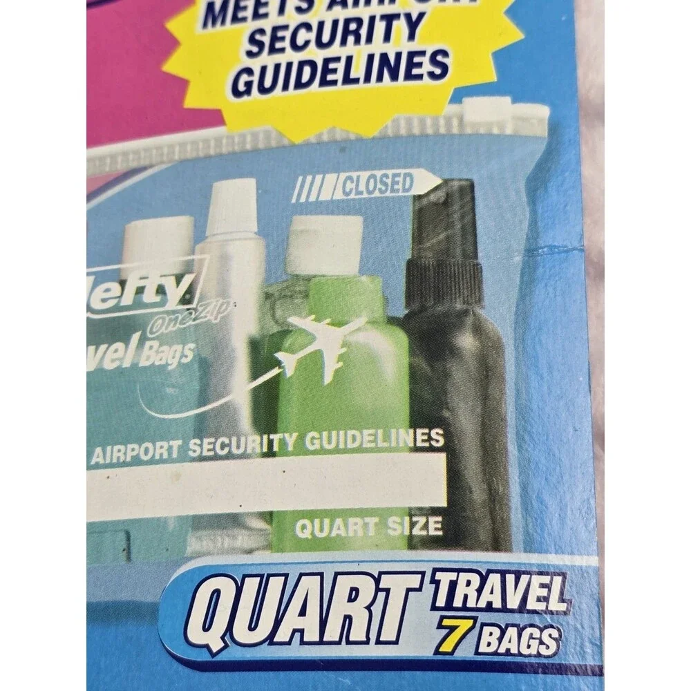 Hefty One Zip Travel Bags Quart Bag Size 7 New Discontinued Stock Airport TSA OK
